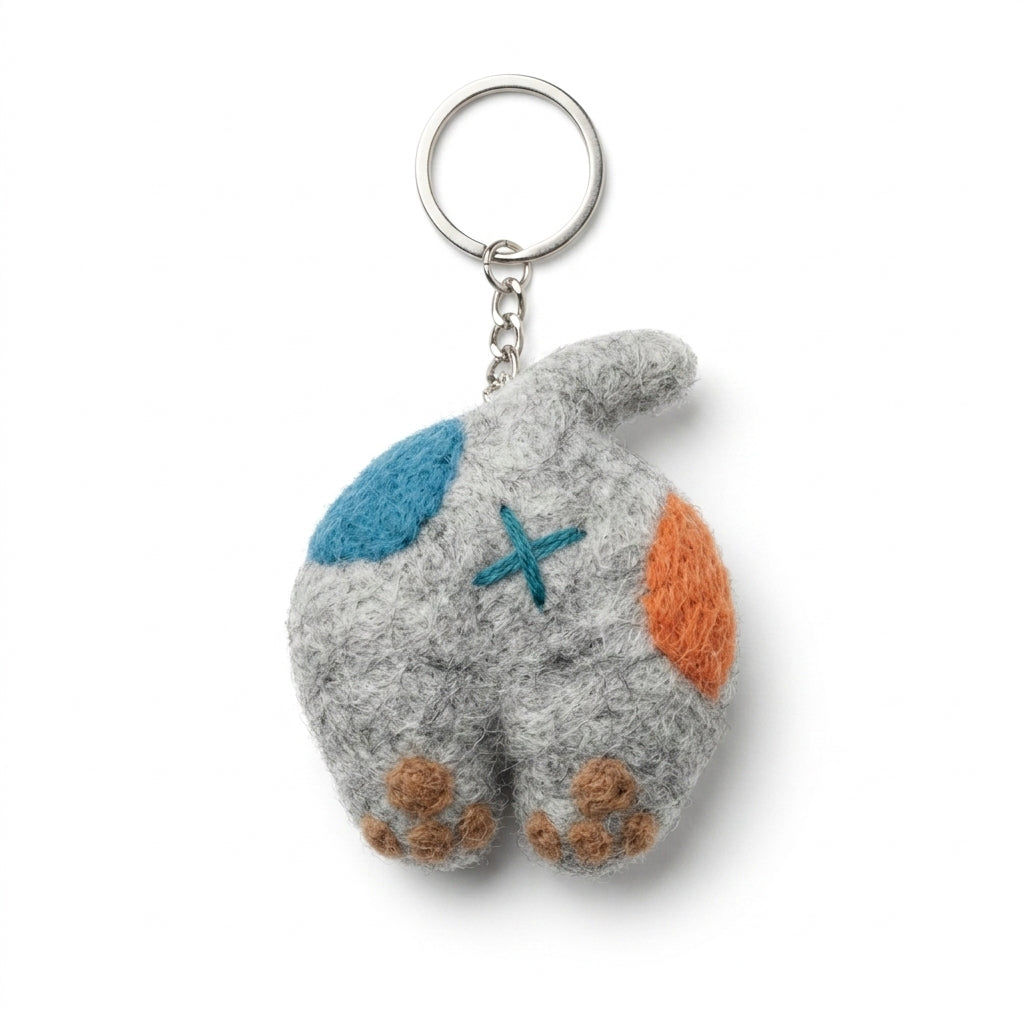 Funny handmade cat back keychain gift for cat lovers accents on a white background