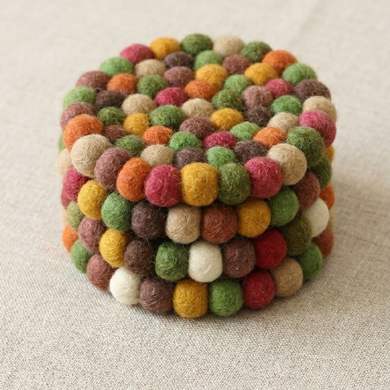 Autumn Mix / Earth Tone Wool Felt Coasters – Set of 4