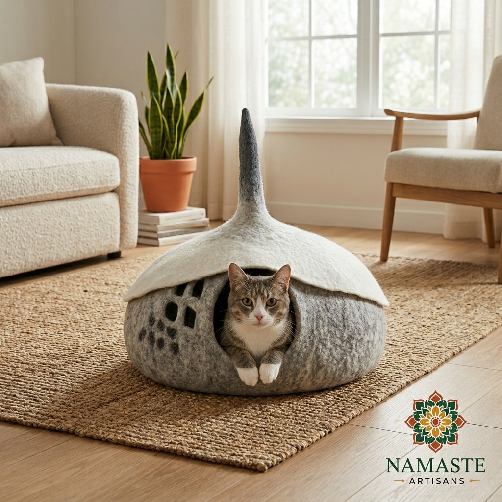 handmade felt cat cave