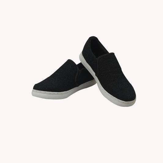 BLACK HEMP SLIP ON SHOES