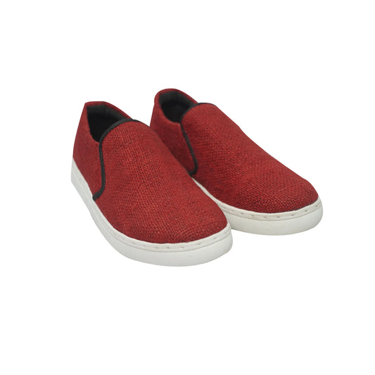 RED HEMP SLIP ON SHOES