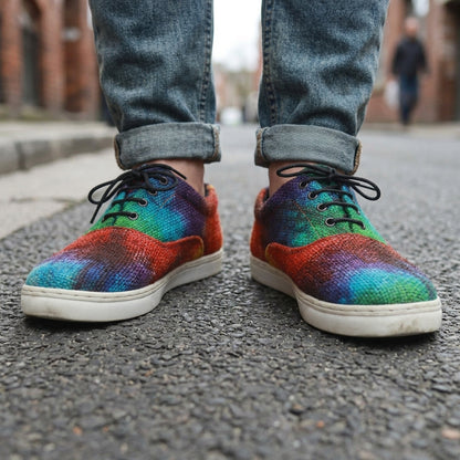 Colorful Rasta Hemp Sneakers Handmade Tie - Dye Vegan Footwear for Eco - Conscious Festival - Goers Comfort_Travel_Shoes