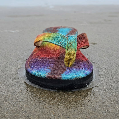 Eco - Friendly Unisex Hemp Flip Flops  Fair Trade Sandals  Sustainable Summer Footwear Australia beach_sandals  on a sandy surface