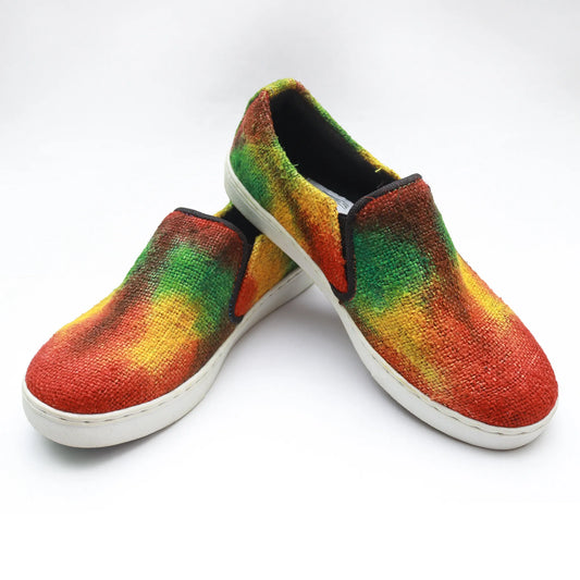 TYE DYE RASTA HEMP SLIP-ON SHOES