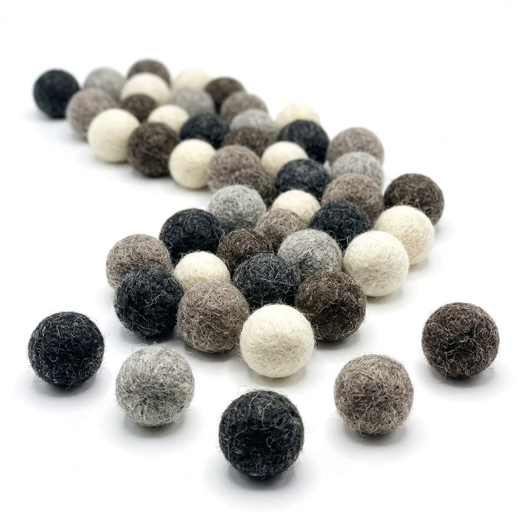 Natural wool felt balls for handmade craft and decor projects