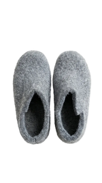 Pair of gray slippers on a white background