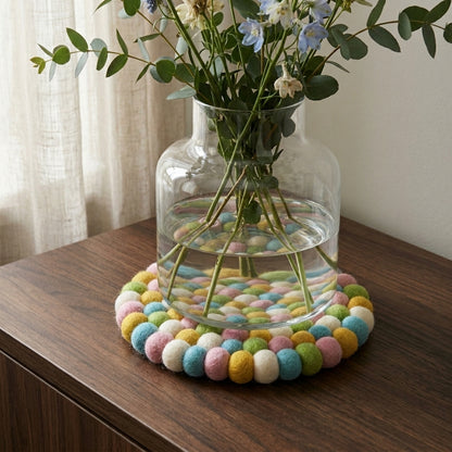 Pastel Confetti Round Wool Felt Trivet Heat Mat – Handmade Pot Mat