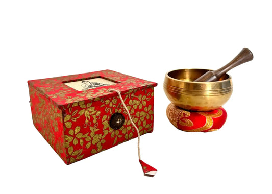 Tibetan Singing Bowl Set with Lokta Gift Box