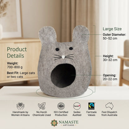 Bunny Ears Wool Cat Cave Bed