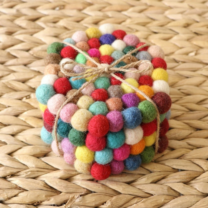 Confetti Mix / Multi Wool Felt Coasters – Set of 4