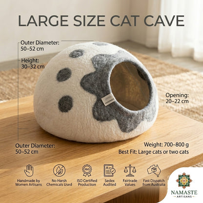 Lavender Paw Wool Cat Cave Bed