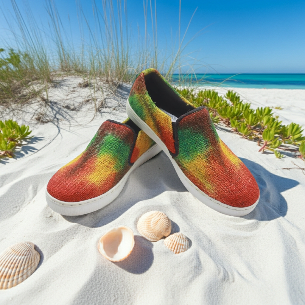 Hemp Slip-On Shoes – Rasta Tie Dye Organic Hemp Shoes Australia