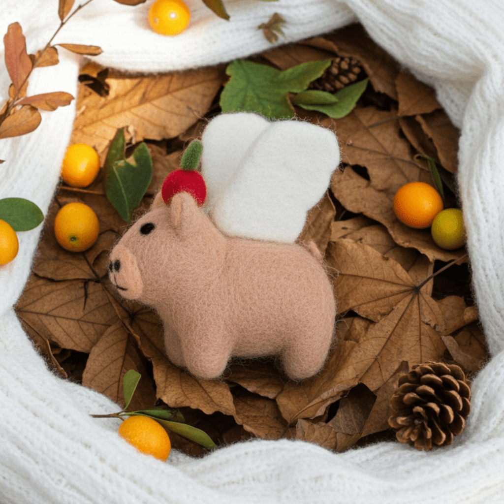 Hand - Stitched Wool Felt Capybara Christmas Ornamentnamaste artisans