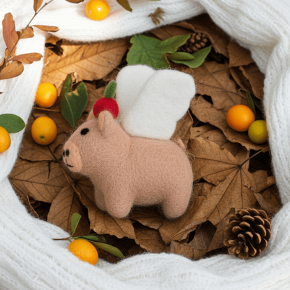 Hand - Stitched Wool Felt Capybara Christmas Ornamentnamaste artisans