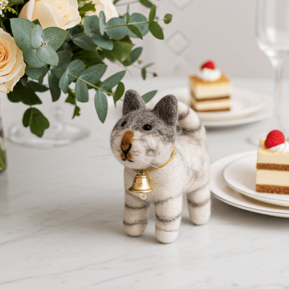 Handmade wool felt tabby cat ornament Christmas Ornament namaste artisans