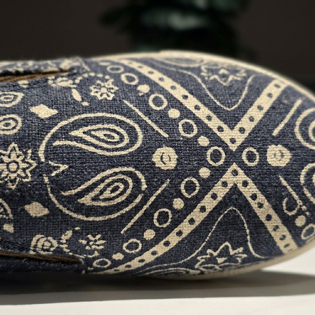 Close-up of a mandala pattern eco friendly shoes