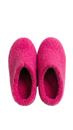 Pair of pink slippers on a white background