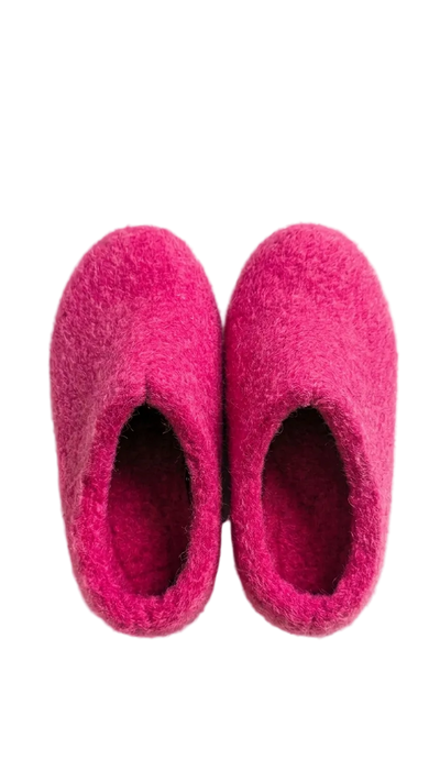 Kids Wool Felt Slippers | Red, Orange & Terracotta | Handmade 100% NZ Wool | Children's House Shoes | Namaste Artisans