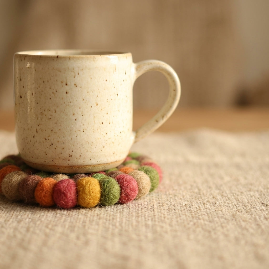 Autumn Mix / Earth Tone Wool Felt Coasters – Set of 4