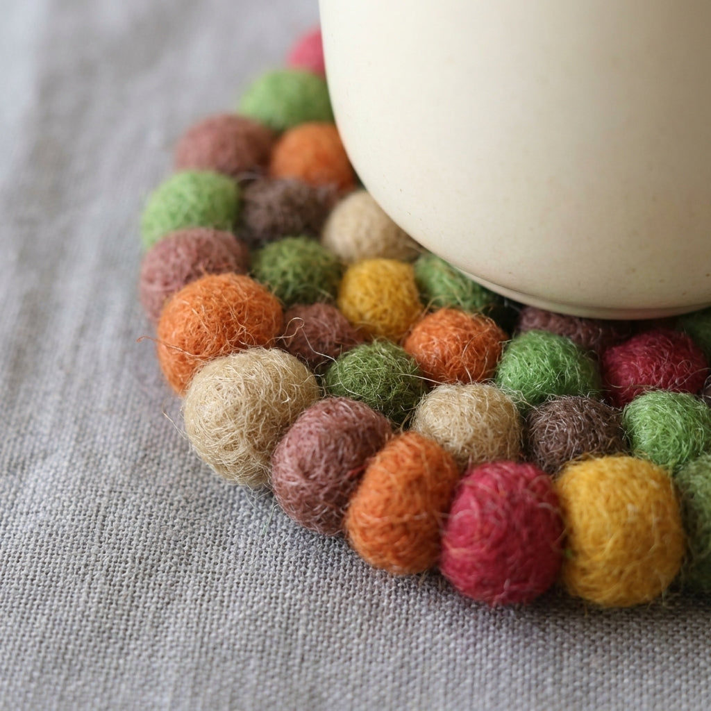 Autumn Mix / Earth Tone Wool Felt Coasters – Set of 4