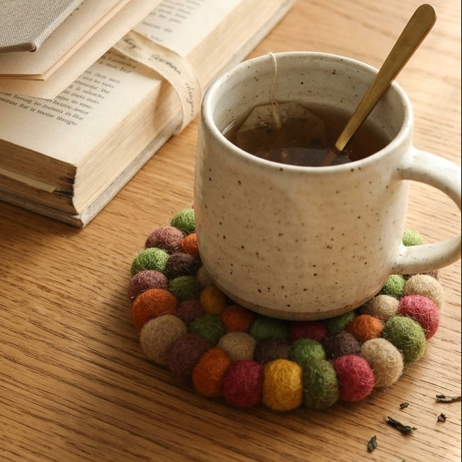 Autumn Mix / Earth Tone Wool Felt Coasters – Set of 4