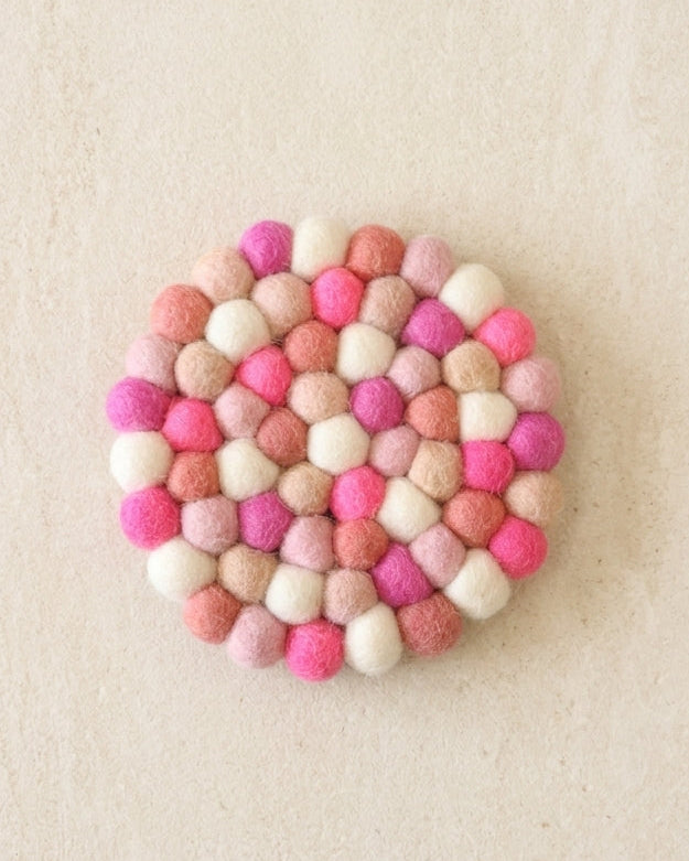 Berry Pop / Pink Wool Felt Coasters – Set of 4