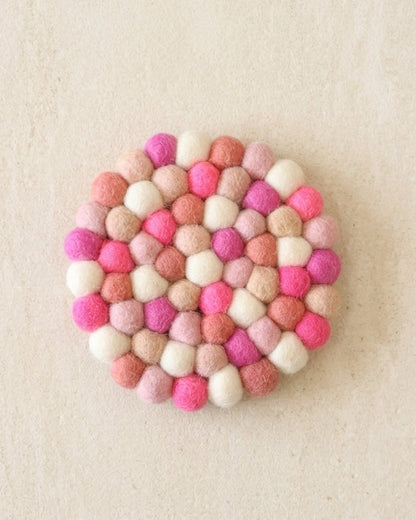 Berry Pop / Pink Wool Felt Coasters – Set of 4
