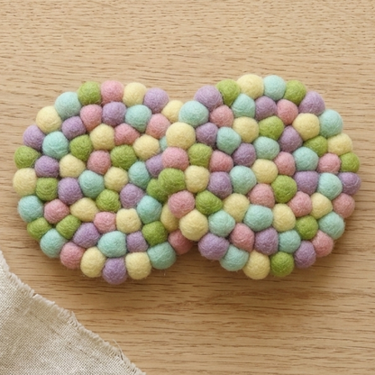 Pastel Rainbow / Pastel Wool Felt Coasters – Set of 4