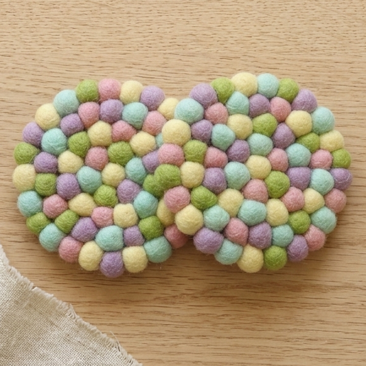 Pastel Rainbow / Pastel Wool Felt Coasters – Set of 4