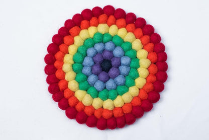 Rainbow Rings Wool Felt Coasters: Round, Square, or Hex Shapes coaster_set